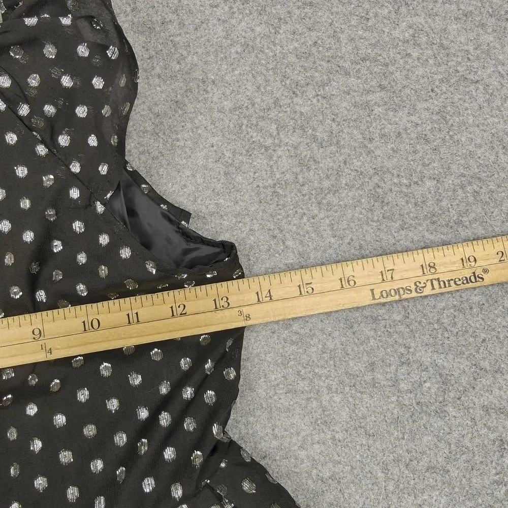 Gymboree Dress Girls 10 Black Metallic Polka Dot Ruffle Fit & Flare Party Formal